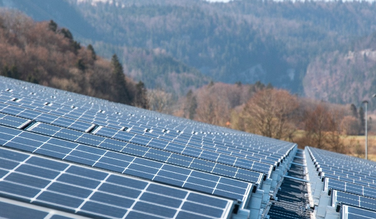 Rangées de panneaux photovoltaïques d’une installation de grande surface